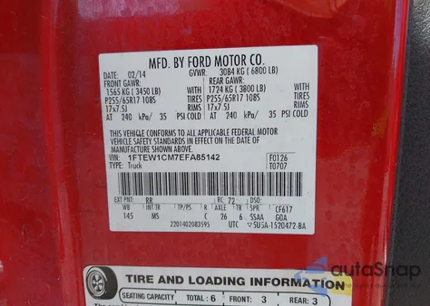 2014 Ford F-150 Xlt z USA, uszkodzony, nr VIN 1FTEW1CM7EFA85142